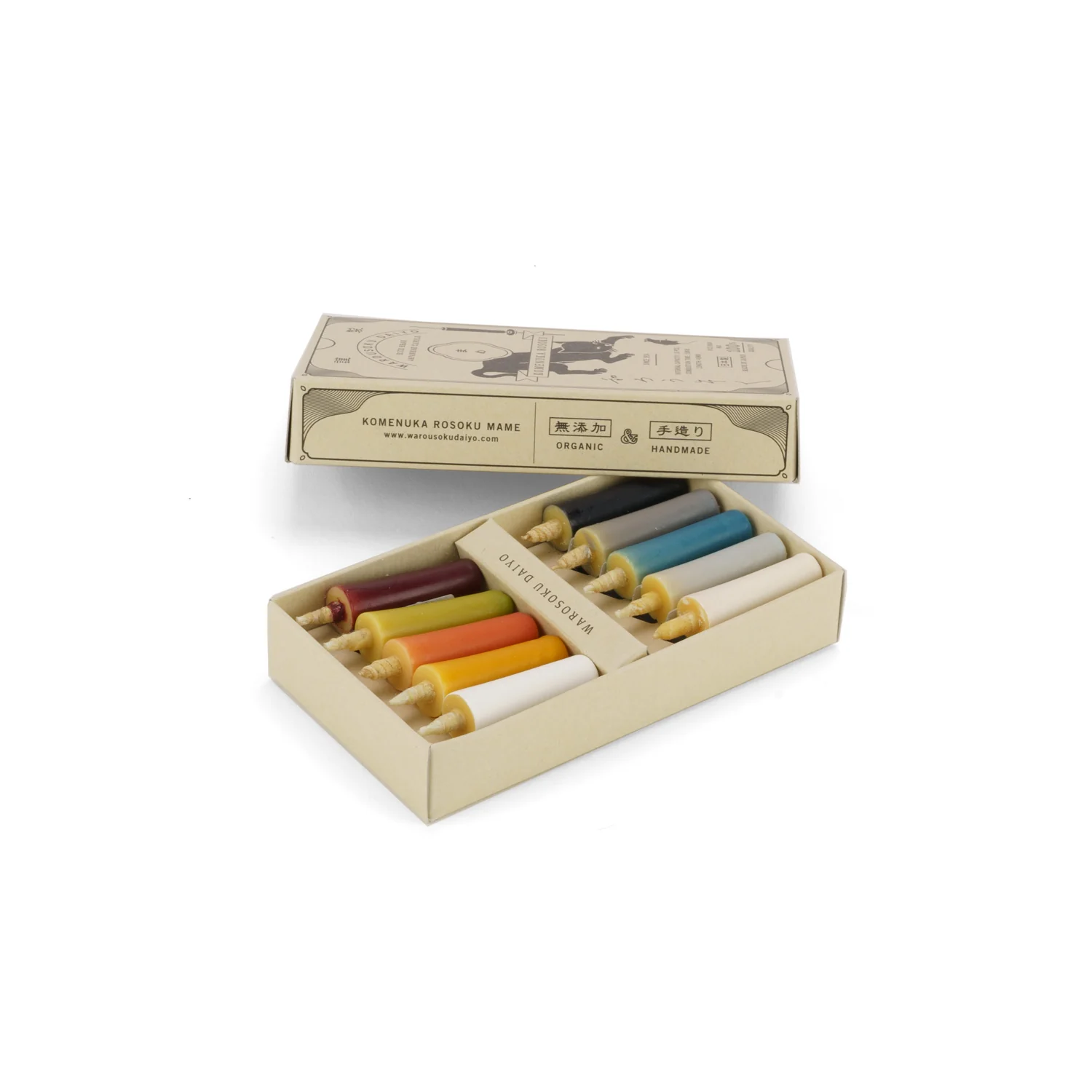 Rice Wax Japanese Candles, Earth Colors - Image 3