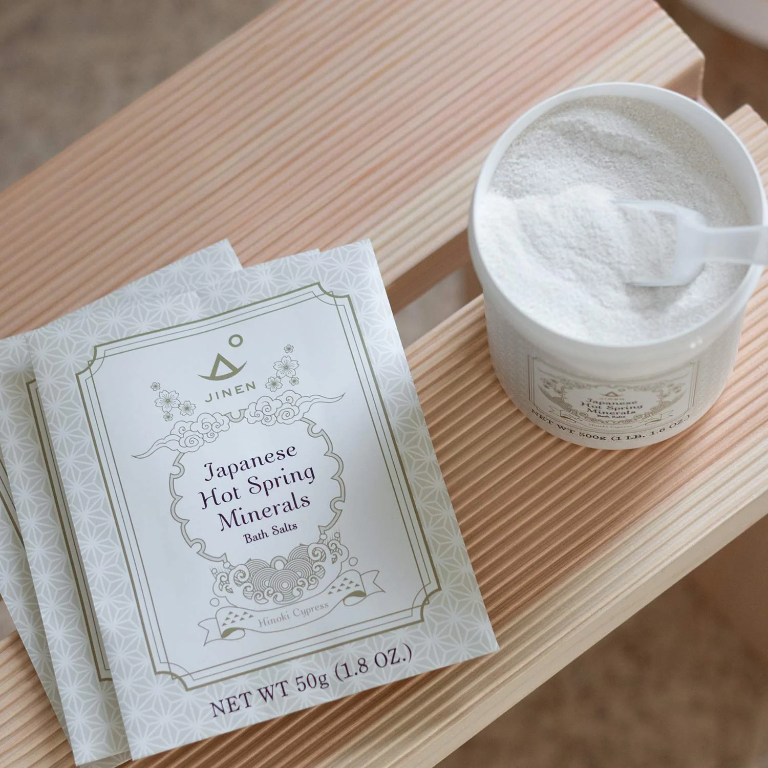 Japanese Hot Spring Minerals Bath Salts, Hinoki - 50g, 3 Pack - Image 3