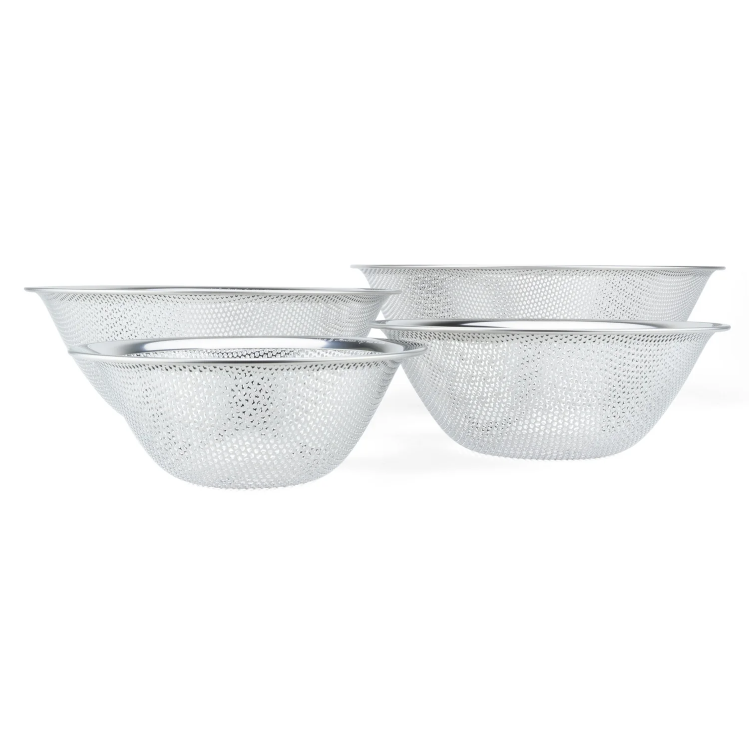 Stainless Steel Punch Pressed Strainer, 4 Pc Set - Image 4