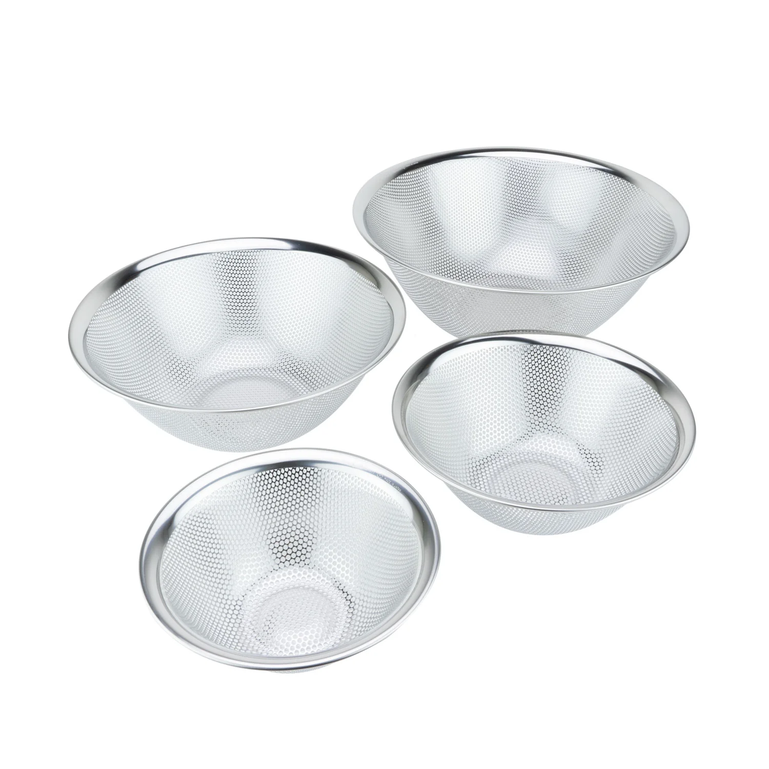 Stainless Steel Punch Pressed Strainer, 4 Pc Set - Image 5